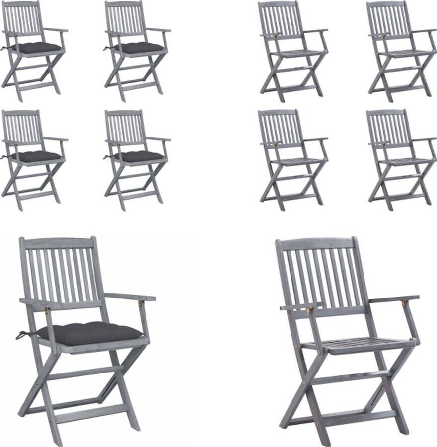 VidaXL Tuinstoelen 4 st inklapbaar met kussens massief acaciahout Tuinstoel Tuinstoelen Tuin Stoel Tuin Stoelen