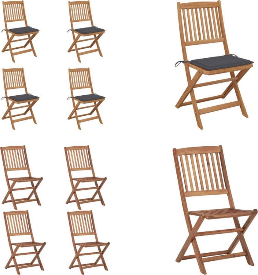 VidaXL Tuinstoelen 4 st inklapbaar met kussens massief acaciahout Tuinstoel Tuinstoelen Tuin Stoel Tuin Stoelen
