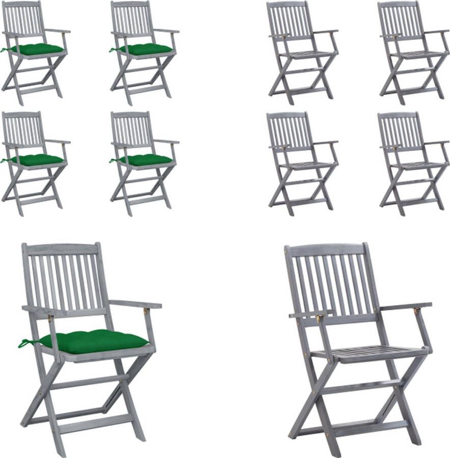 VidaXL Tuinstoelen 4 st inklapbaar met kussens massief acaciahout Tuinstoel Tuinstoelen Tuin Stoel Tuin Stoelen