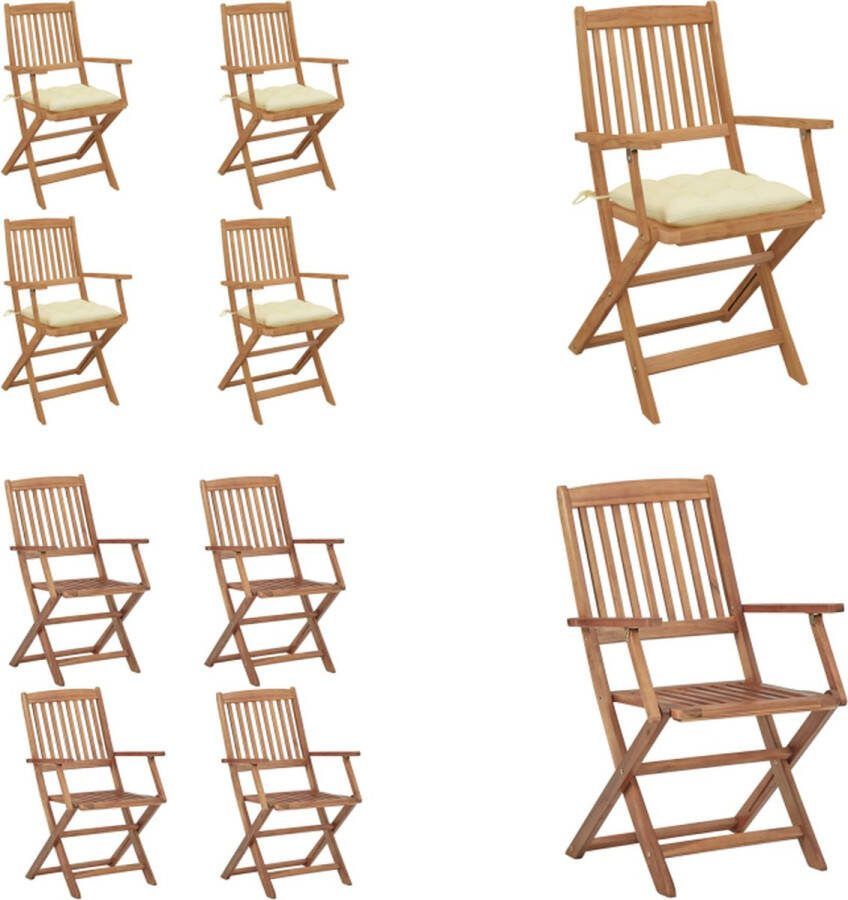 VidaXL Tuinstoelen 4 st inklapbaar met kussens massief acaciahout Tuinstoel Tuinstoelen Tuin Stoel Tuin Stoelen