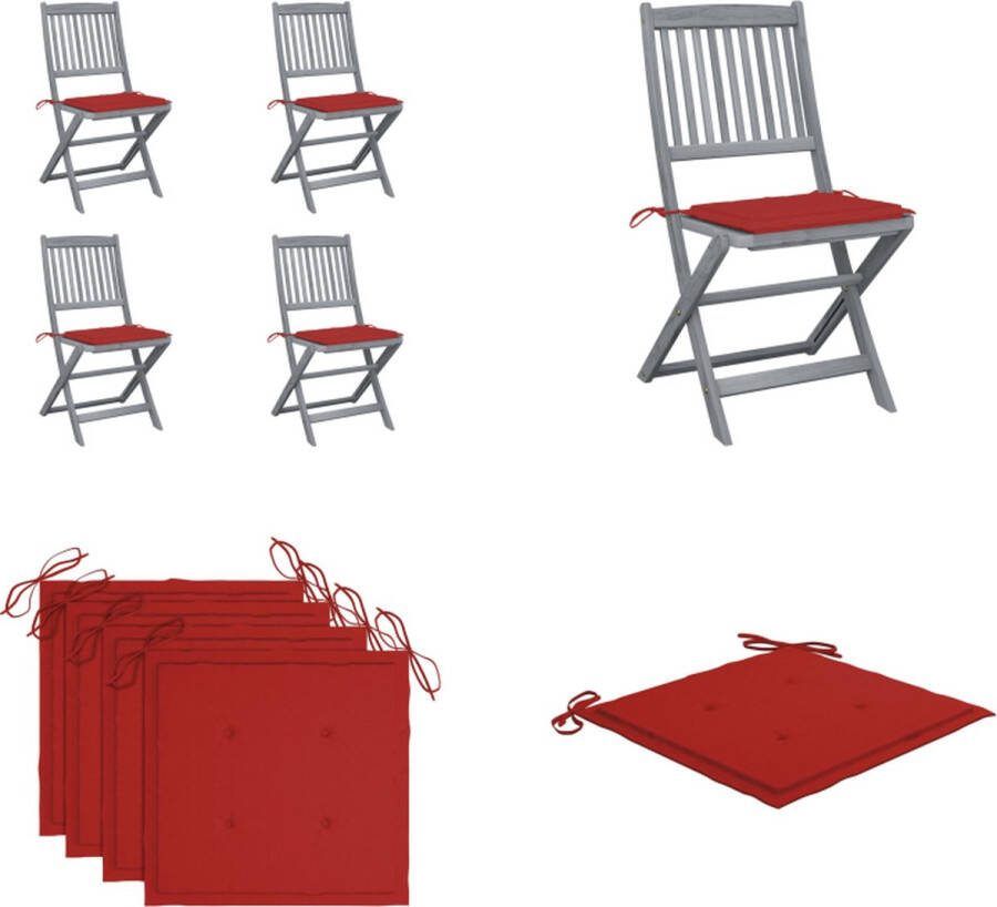 VidaXL Tuinstoelen 4 st inklapbaar met kussens massief acaciahout Tuinstoel Tuinstoelen Tuin Stoel Tuin Stoelen