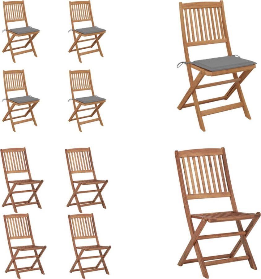 VidaXL Tuinstoelen 4 st inklapbaar met kussens massief acaciahout Tuinstoel Tuinstoelen Tuin Stoel Tuin Stoelen