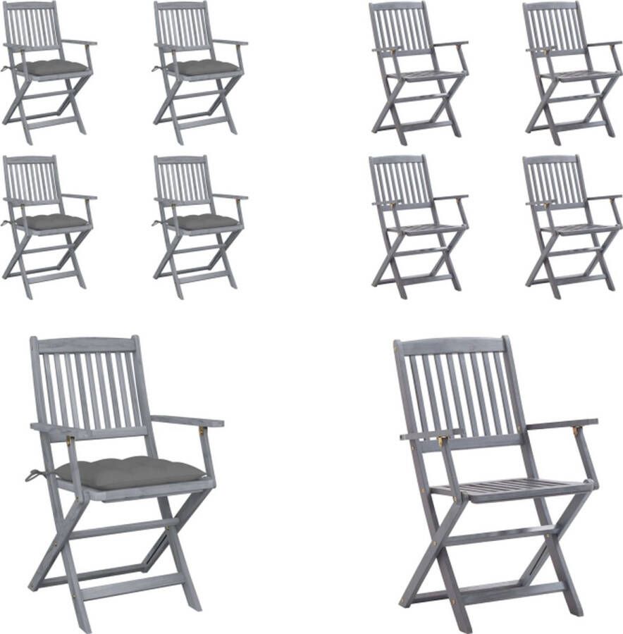 VidaXL Tuinstoelen 4 st inklapbaar met kussens massief acaciahout Tuinstoel Tuinstoelen Tuin Stoel Tuin Stoelen
