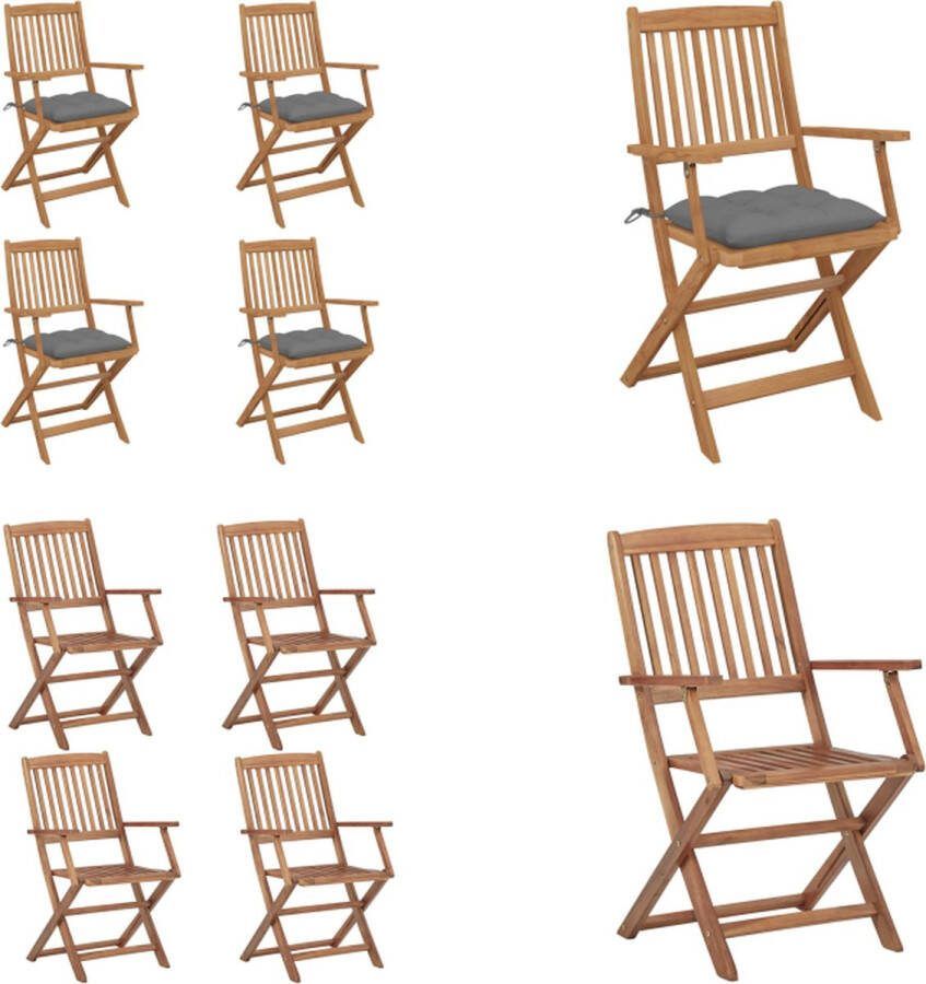 VidaXL Tuinstoelen 4 st inklapbaar met kussens massief acaciahout Tuinstoel Tuinstoelen Tuin Stoel Tuin Stoelen