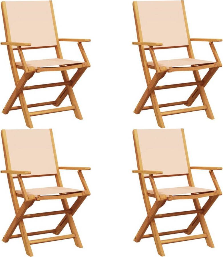 VidaXL Tuinstoelen 4 st inklapbaar stof en massief hout beige