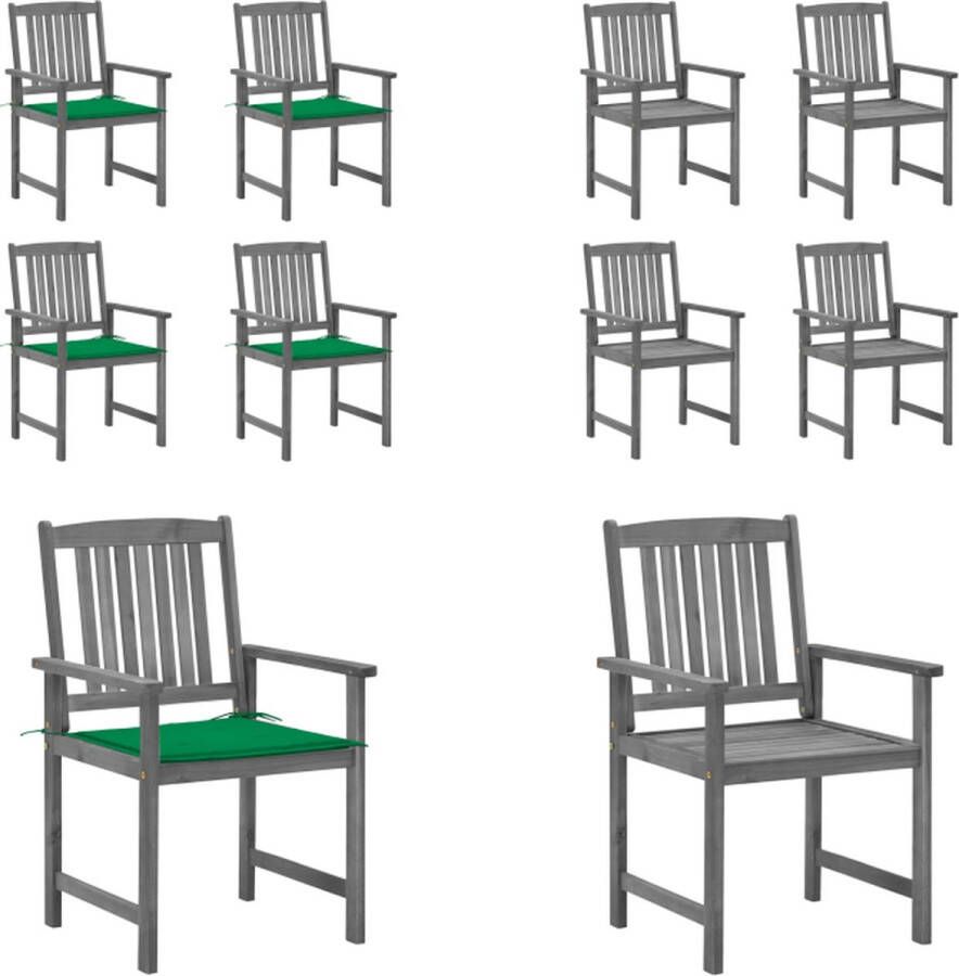 VidaXL Tuinstoelen 4 st met kussens massief acaciahout grijs Tuinstoel Tuinstoelen Stoel Met Kussen Houten Tuinstoel