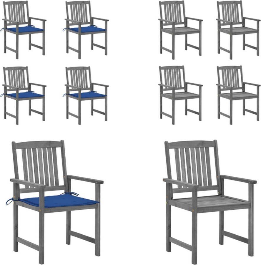 VidaXL Tuinstoelen 4 st met kussens massief acaciahout grijs Tuinstoel Tuinstoelen Stoel Met Kussen Houten Tuinstoel