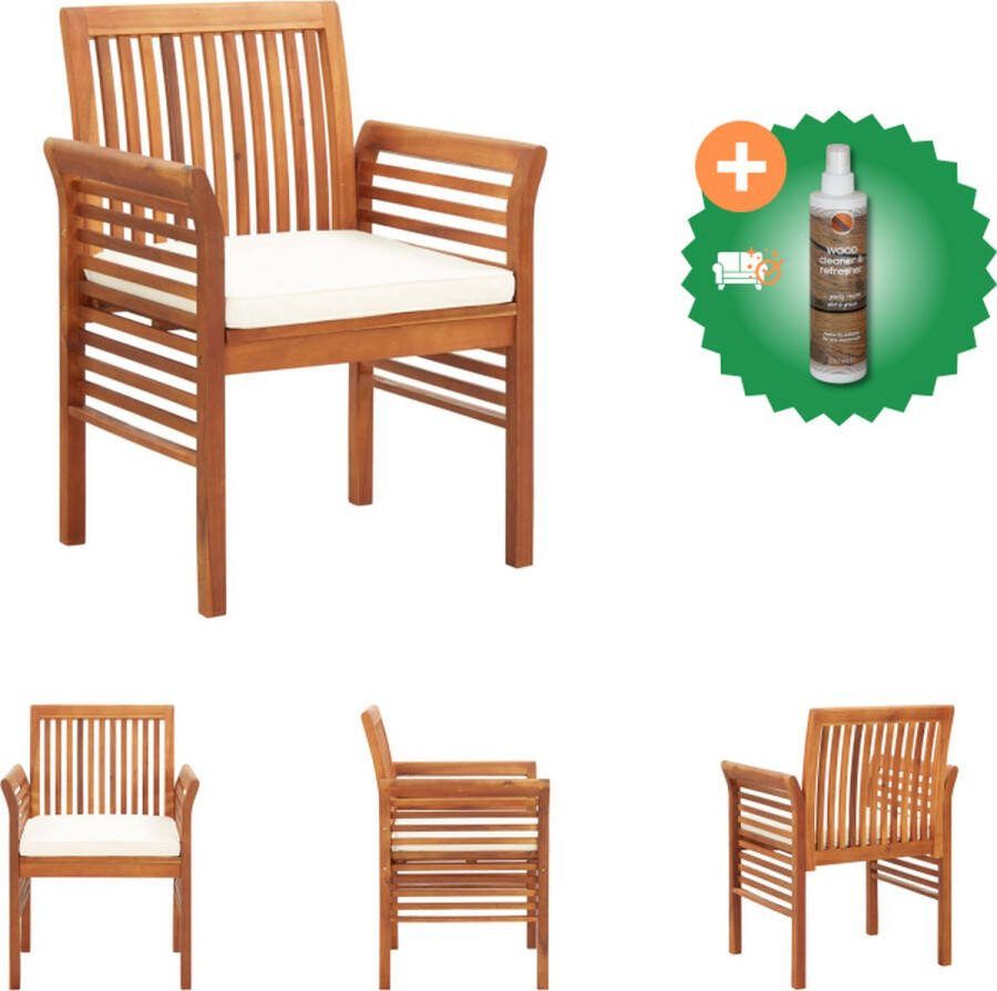 VidaXL Eetkamerstoelen Massief Acaciahout Tuinstoelen 64 x 60 x 90 cm Crème Tuinstoel Inclusief Houtreiniger en verfrisser