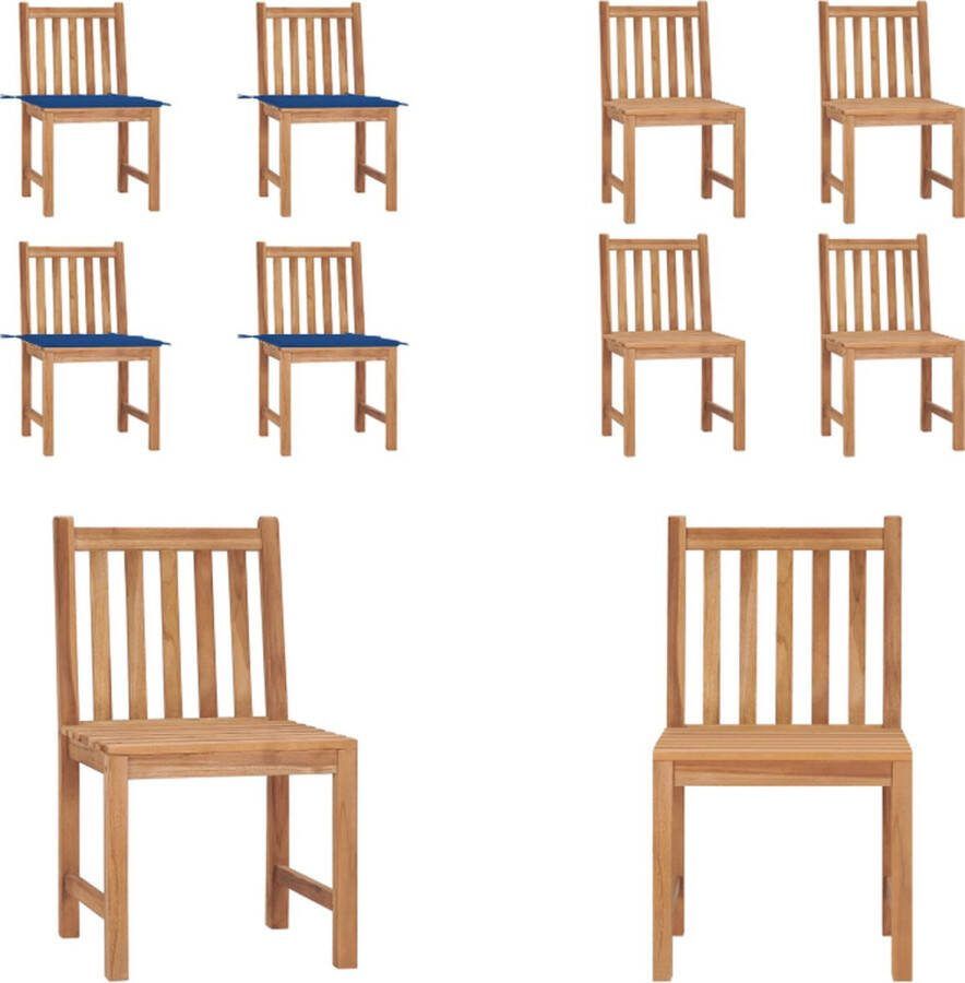 VidaXL Tuinstoelen 4 st met kussens massief teakhout Tuinstoel Tuinstoelen Buitenstoel Buitenstoelen