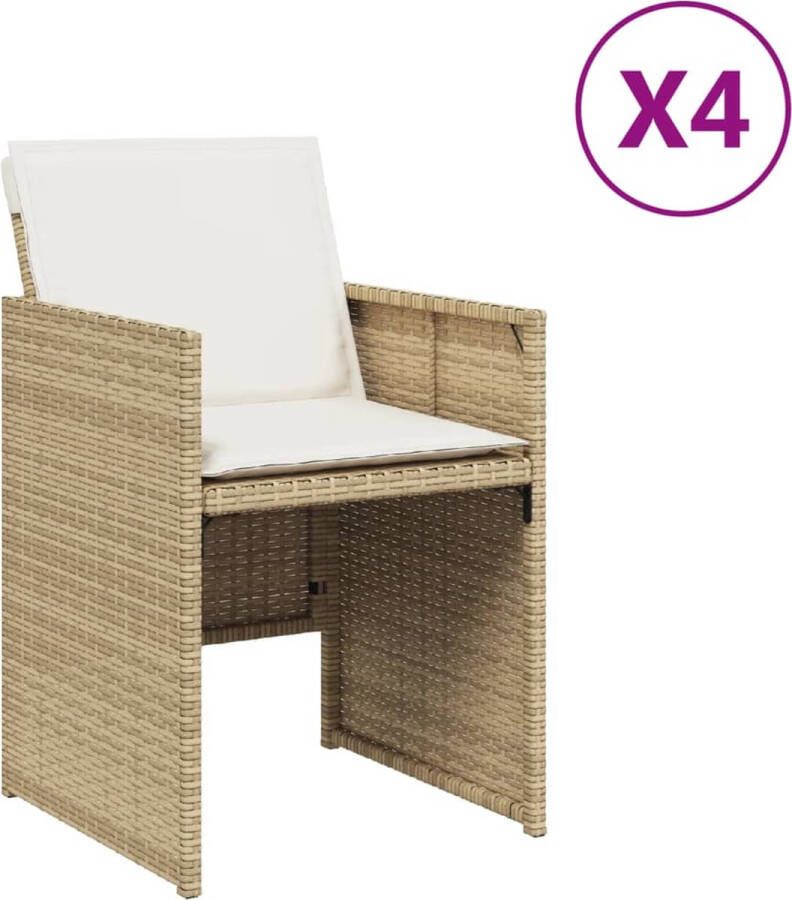 VidaXL Tuinstoelen 4 st met kussens poly rattan beige
