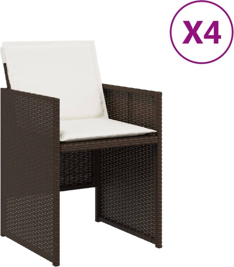 VidaXL Tuinstoelen 4 st met kussens poly rattan bruin