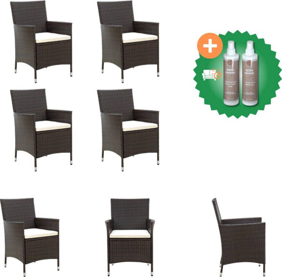 VidaXL Tuinstoelenset Bruin PE Rattan Stalen Frame 61 x 60 x 88 cm Inclusief 4 Stoelen Zitkussens Tuinstoel Inclusief Onderhoudsset