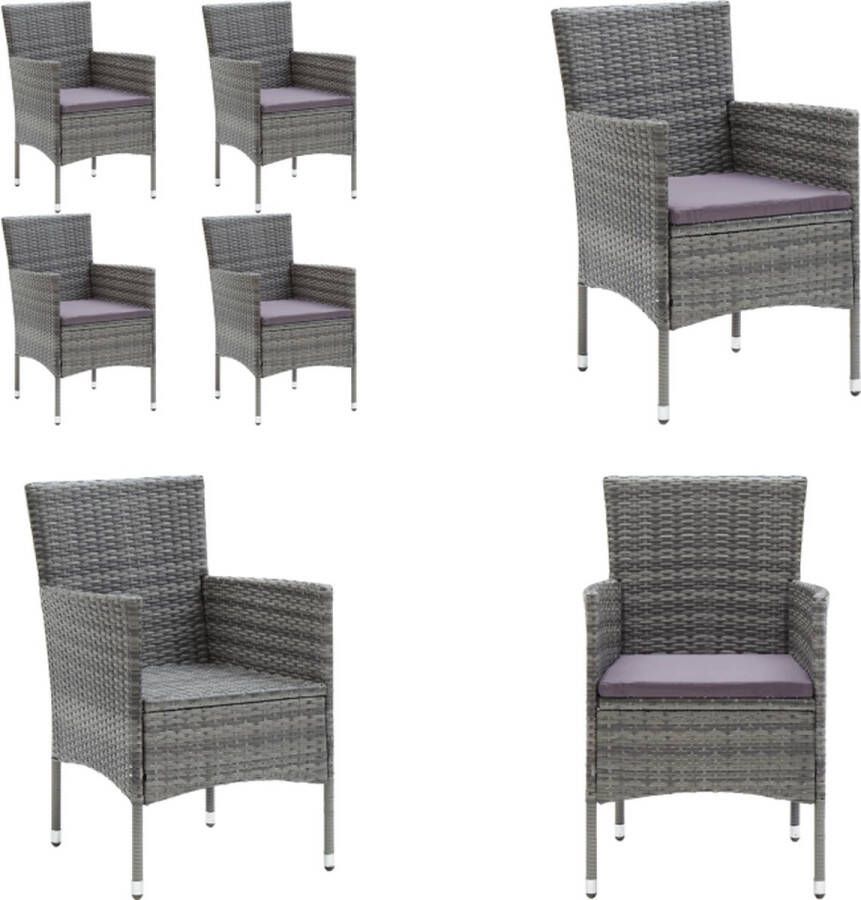 VidaXL Tuinstoelen 4 st poly rattan grijs Buitenstoel Buitenstoelen Tuinstoel Tuinstoelen