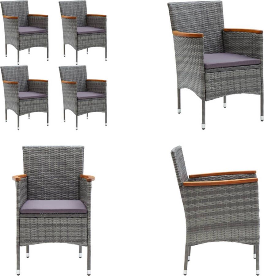 VidaXL Tuinstoelen 4 st poly rattan grijs Buitenstoel Buitenstoelen Tuinstoel Tuinstoelen