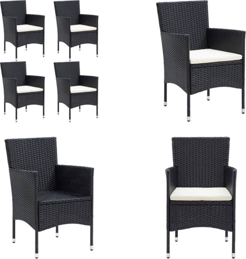 VidaXL Tuinstoelen 4 st poly rattan zwart Buitenstoel Buitenstoelen Tuinstoel Tuinstoelen