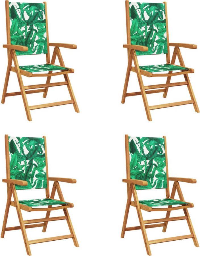 VidaXL Tuinstoelen 4 st verstelbaar massief hout en stof groen