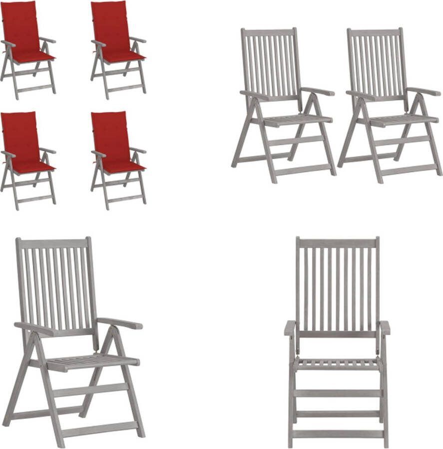 VidaXL Tuinstoelen 4 st verstelbaar met kussens massief acaciahout Tuinstoel Tuinstoelen Stoel Stoelen