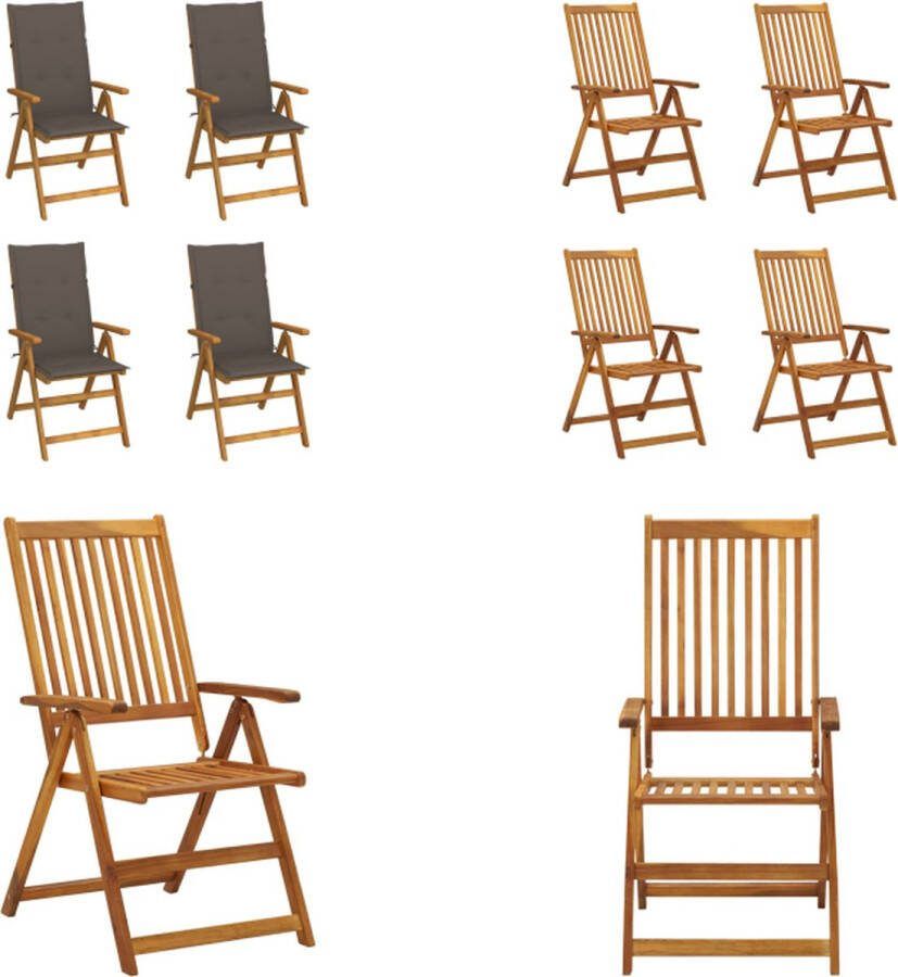 VidaXL Tuinstoelen 4 st verstelbaar met kussens massief acaciahout Tuinstoel Tuinstoelen Tuin Stoel Tuin Stoelen