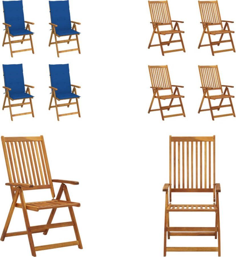 VidaXL Tuinstoelen 4 st verstelbaar met kussens massief acaciahout Tuinstoel Tuinstoelen Tuin Stoel Tuin Stoelen
