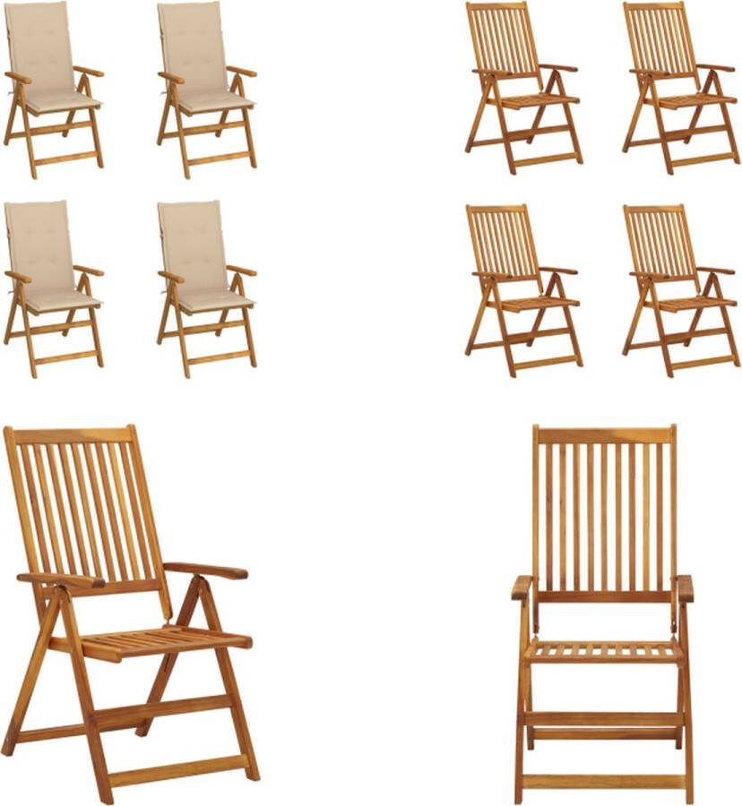 VidaXL Tuinstoelen 4 st verstelbaar met kussens massief acaciahout Tuinstoel Tuinstoelen Tuin Stoel Tuin Stoelen