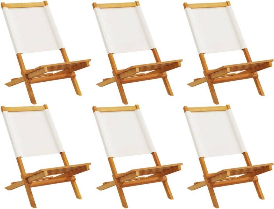 VidaXL Tuinstoelen 6 st inklapbaar massief hout en stof crèmewit