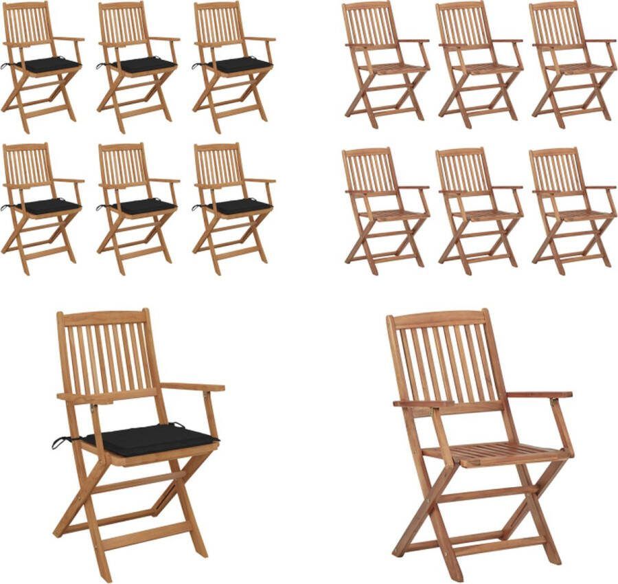 VidaXL Tuinstoelen 6 st inklapbaar met kussens massief acaciahout Tuinstoel Tuinstoelen Tuin Stoel Tuin Stoelen