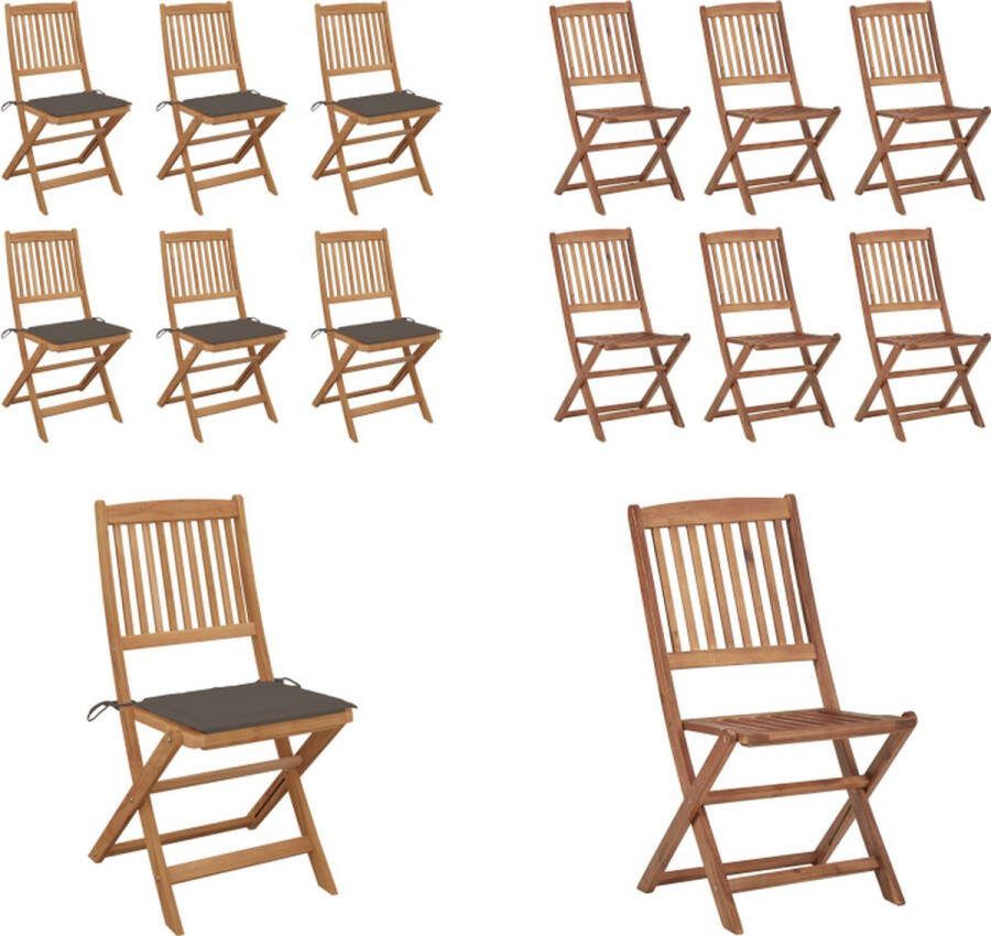 VidaXL Tuinstoelen 6 st inklapbaar met kussens massief acaciahout Tuinstoel Tuinstoelen Tuin Stoel Tuin Stoelen
