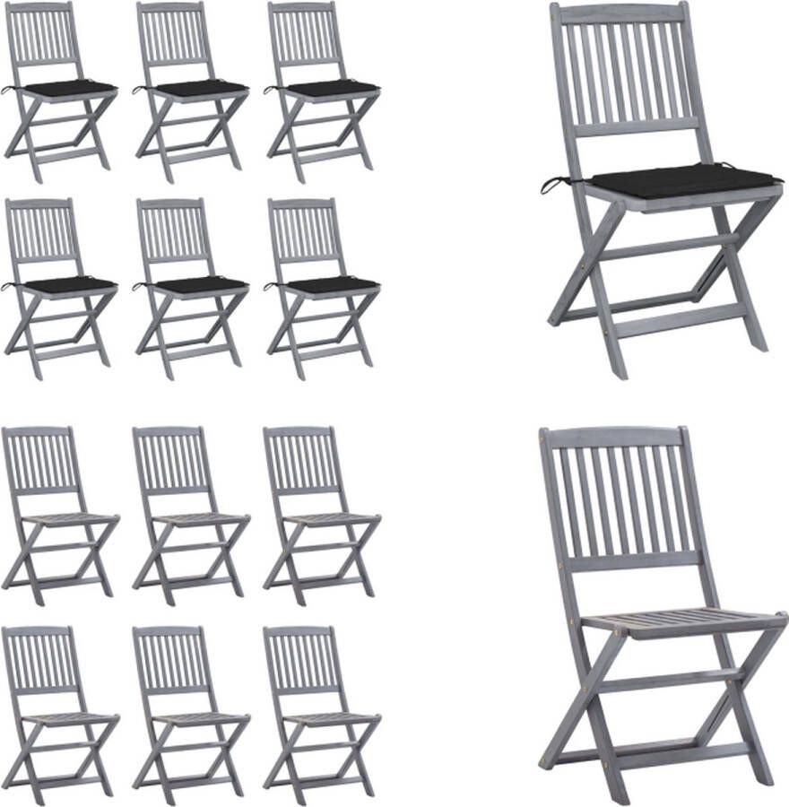 VidaXL Tuinstoelen 6 st inklapbaar met kussens massief acaciahout Tuinstoel Tuinstoelen Tuin Stoel Tuin Stoelen