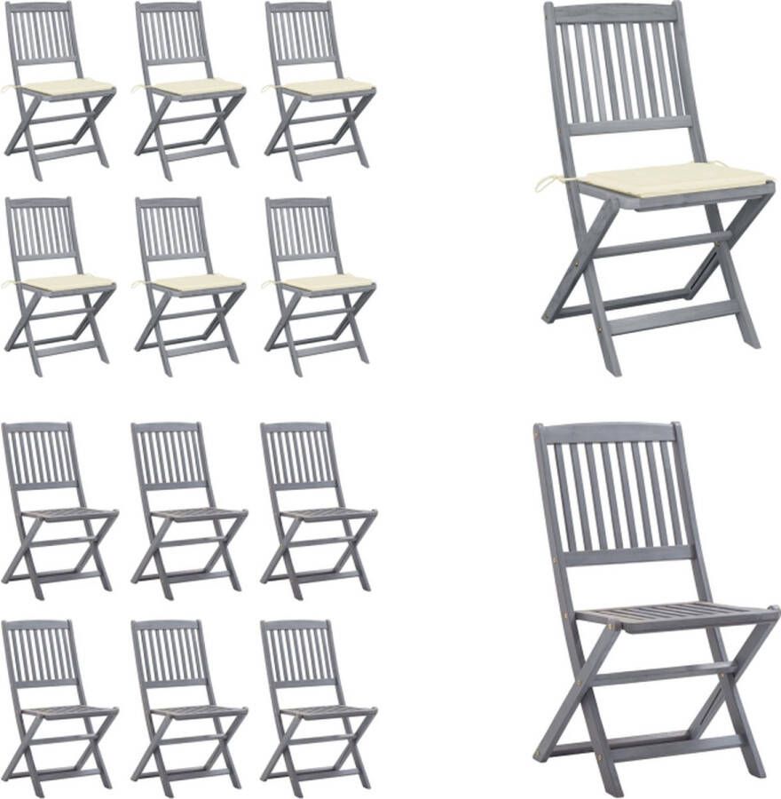 VidaXL Tuinstoelen 6 st inklapbaar met kussens massief acaciahout Tuinstoel Tuinstoelen Tuin Stoel Tuin Stoelen