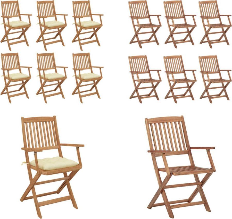 VidaXL Tuinstoelen 6 st inklapbaar met kussens massief acaciahout Tuinstoel Tuinstoelen Tuin Stoel Tuin Stoelen