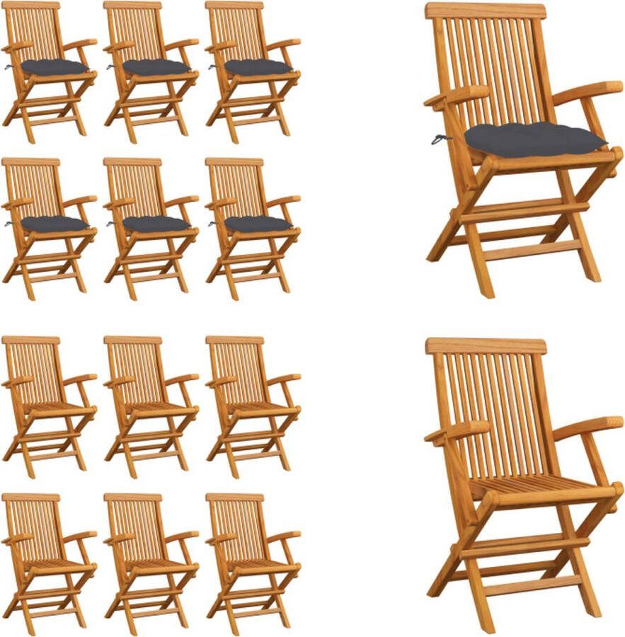 VidaXL Tuinstoelen 6 st met antracietkleurige kussens massief teakhout Tuinstoel Tuinstoelen Tuin Stoel Tuin Stoelen