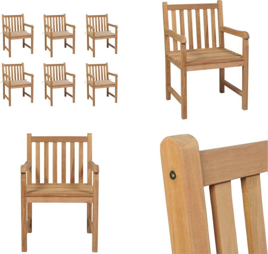 VidaXL Tuinstoelen 6 st met beige kussens massief teakhout Tuinstoel Tuinstoelen Buitenstoel Buitenstoelen