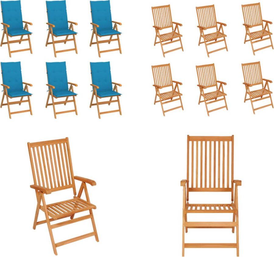 VidaXL Tuinstoelen 6 st met blauwe kussens massief teakhout Tuinstoel Tuinstoelen Tuin Stoel Tuin Stoelen