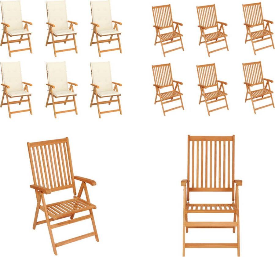 VidaXL Tuinstoelen 6 st met crèmekleurige kussens massief teakhout Tuinstoel Tuinstoelen Tuin Stoel Tuin Stoelen