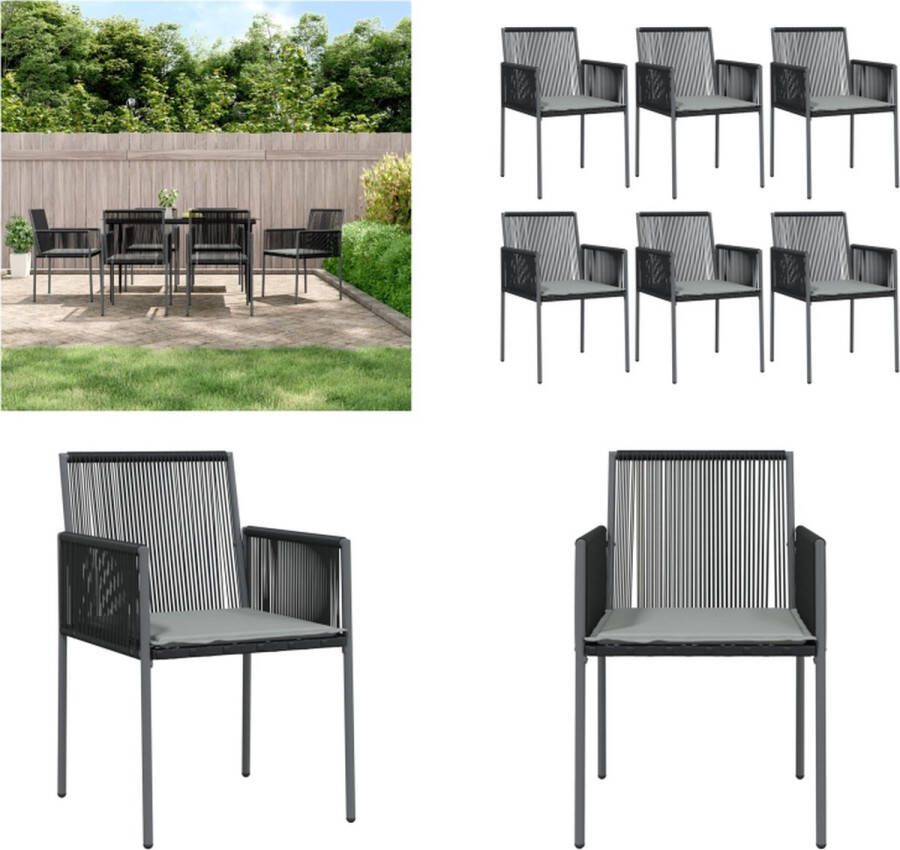 VidaXL Tuinstoelen 6 st met kussens 54x60-5x83-5 cm poly rattan zwart Tuinstoel Tuinstoelen Tuin Stoel Buitenstoel
