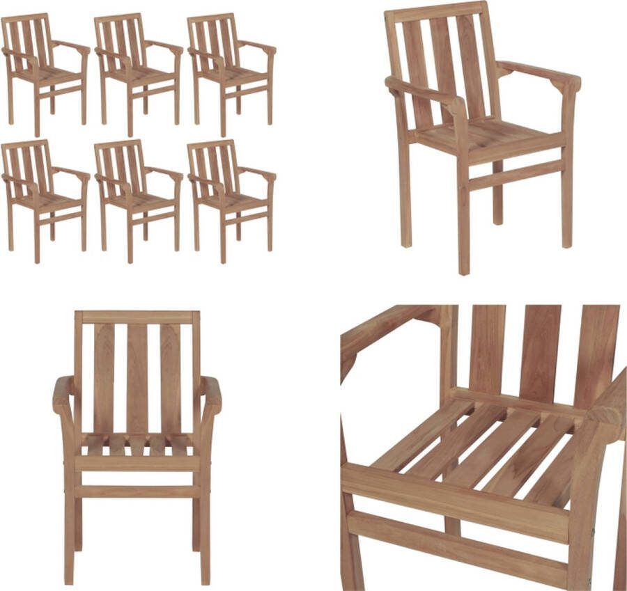 VidaXL Tuinstoelen 6 st stapelbaar massief teakhout Stapelbare Stoel Stapelbare Stoelen Houten Stoel Houten Stoelen
