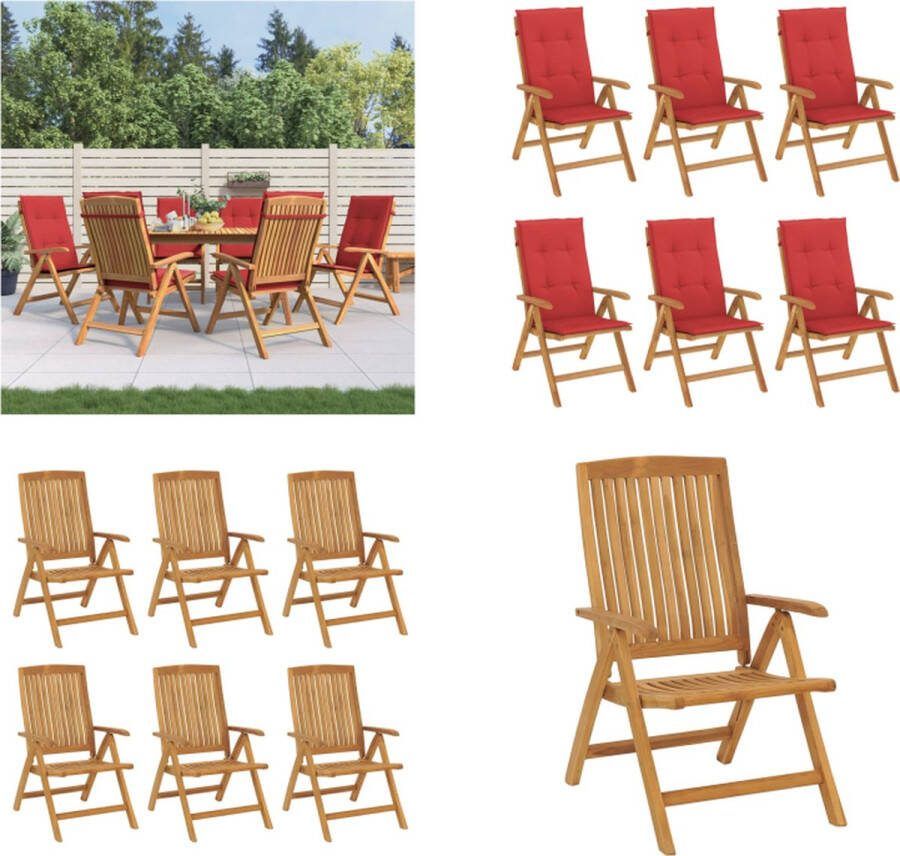 VidaXL Tuinstoelen 6 st verstelbaar met kussens massief teakhout Tuinstoel Tuinstoelen Campingstoel Standenstoel