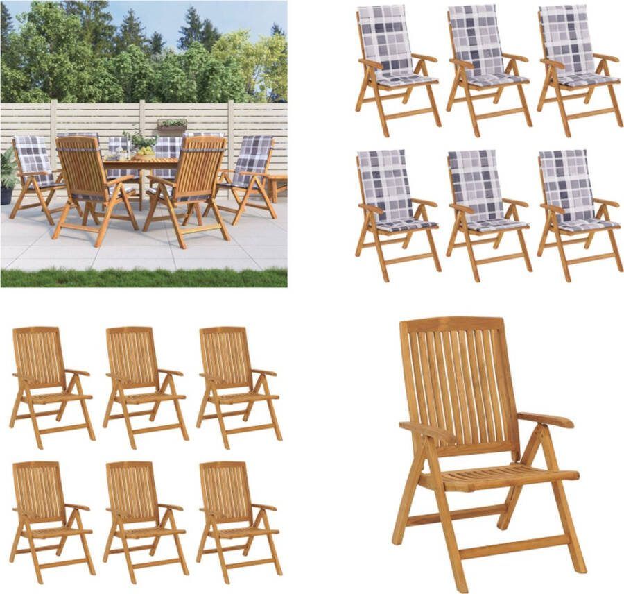 VidaXL Tuinstoelen 6 st verstelbaar met kussens massief teakhout Tuinstoel Tuinstoelen Campingstoel Standenstoel