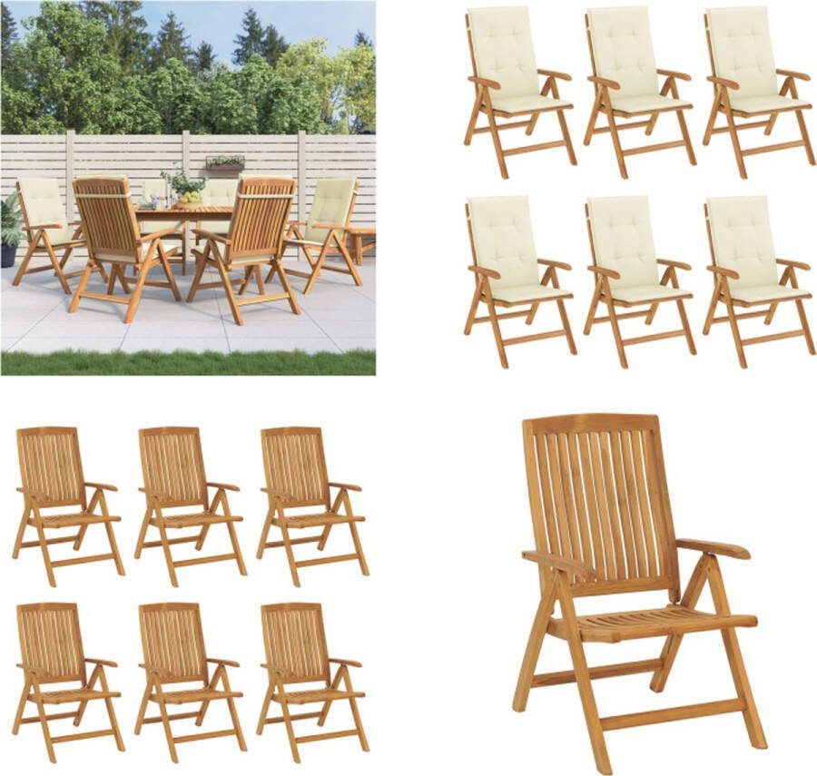 VidaXL Tuinstoelen 6 st verstelbaar met kussens massief teakhout Tuinstoel Tuinstoelen Campingstoel Standenstoel