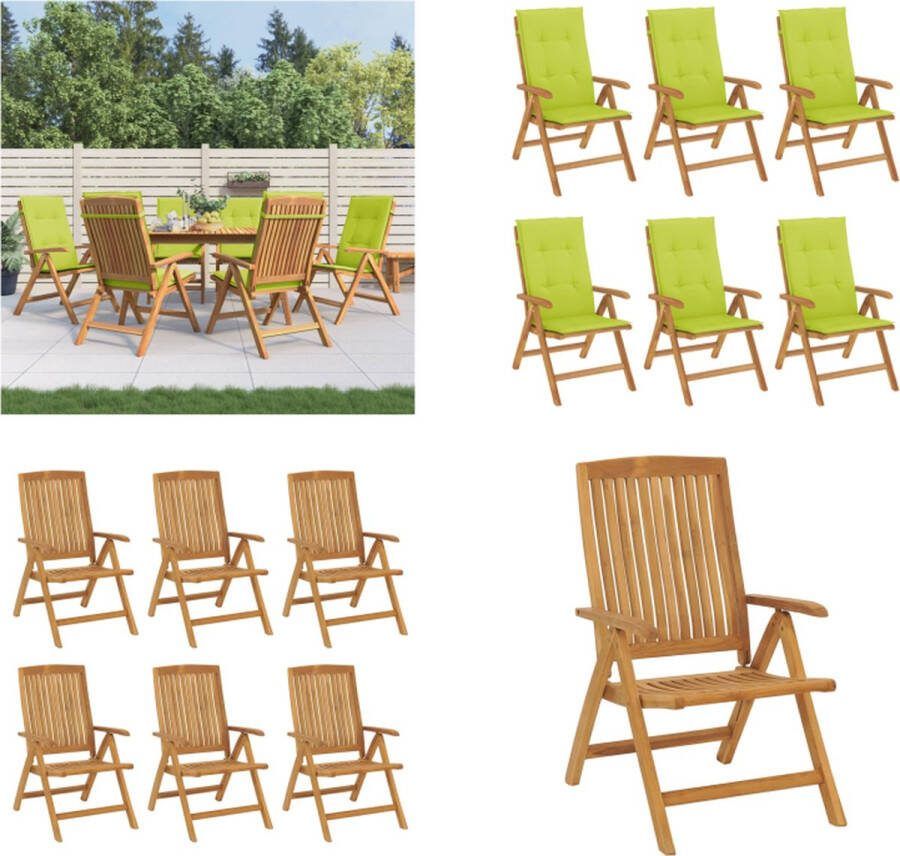 VidaXL Tuinstoelen 6 st verstelbaar met kussens massief teakhout Tuinstoel Tuinstoelen Campingstoel Standenstoel