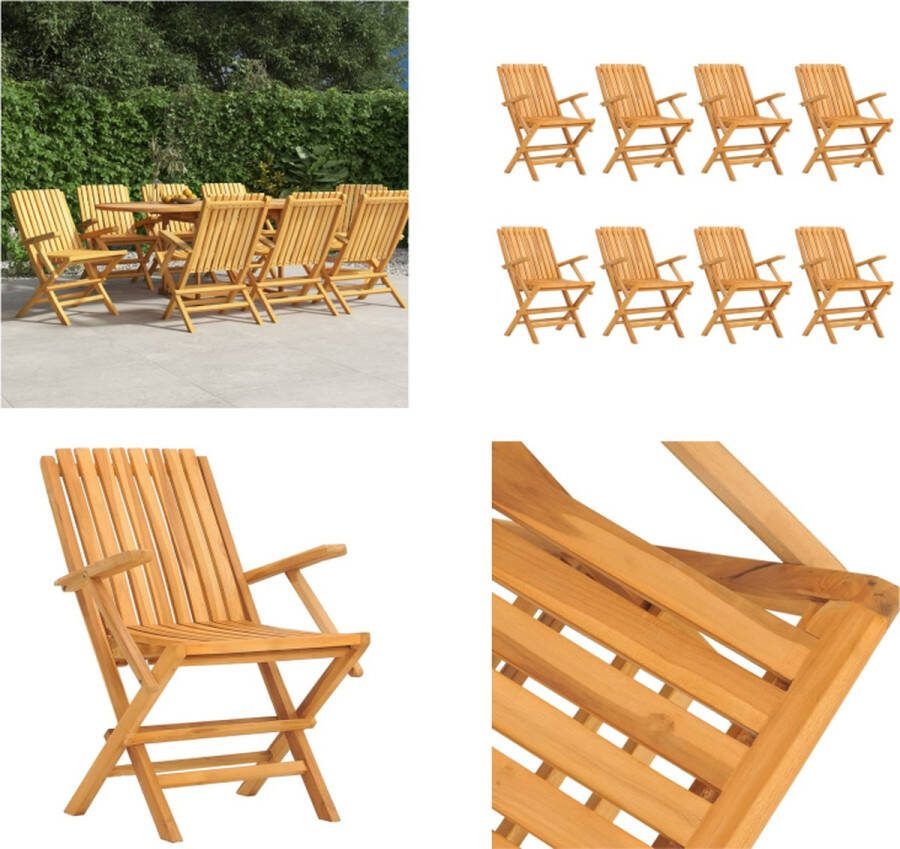 VidaXL Tuinstoelen 8 st inklapbaar 61x67x90 cm massief teakhout Tuinstoel Tuinstoelen Buitenstoel Verstelbare Stoel