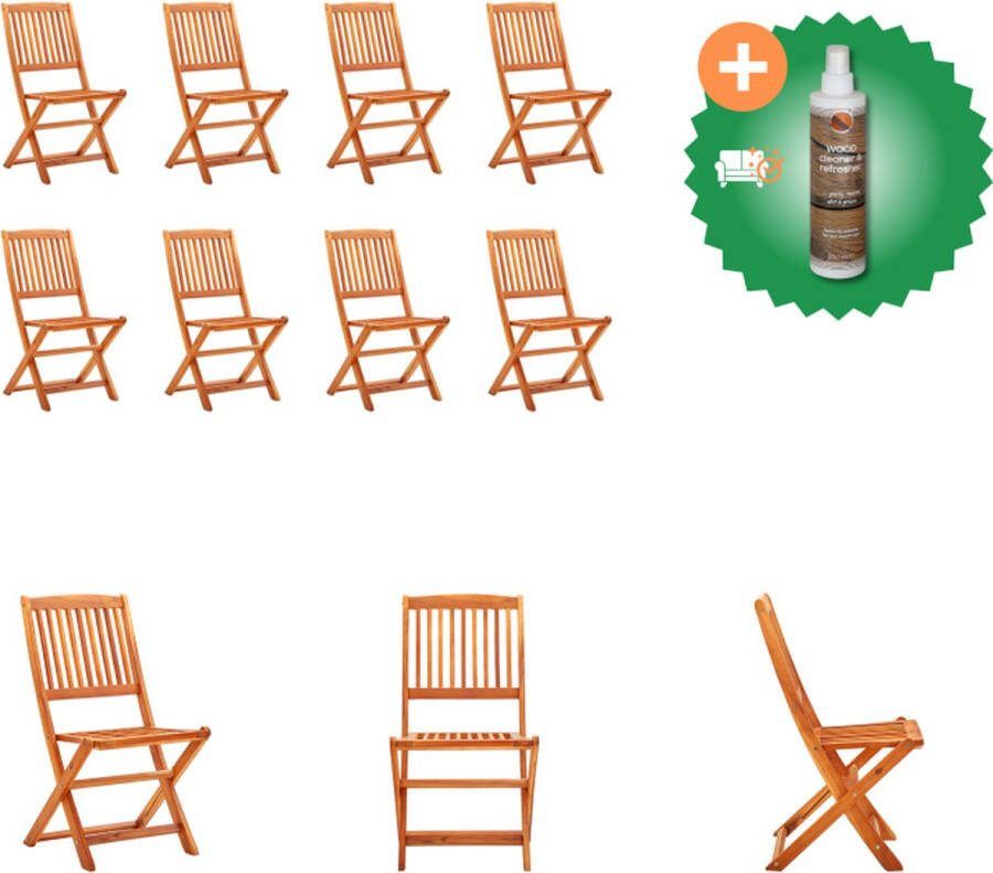VidaXL Eucalyptushouten Klapstoelen 48 x 57 x 91 cm Weerbestendig Tuinstoel Inclusief Houtreiniger en verfrisser