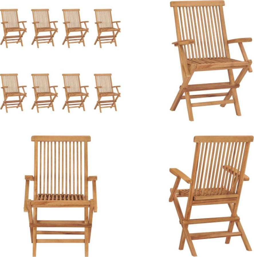 VidaXL Tuinstoelen 8 st inklapbaar massief teakhout Tuinstoel Tuinstoelen Houten Tuinstoel Klapstoel