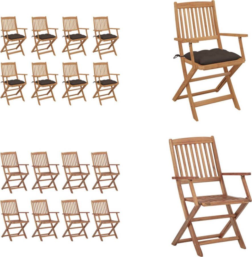 VidaXL Tuinstoelen 8 st inklapbaar met kussens massief acaciahout Tuinstoel Tuinstoelen Tuin Stoel Tuin Stoelen