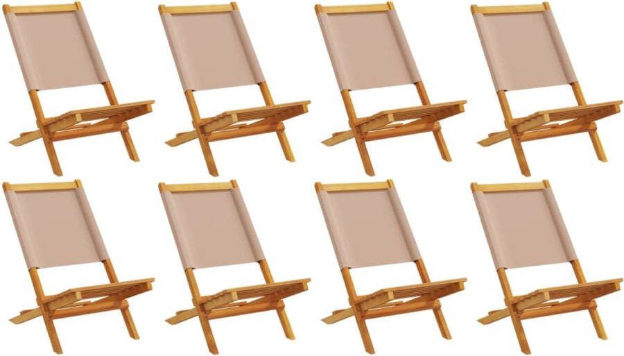 VidaXL Tuinstoelen 8 st inklapbaar stof en massief hout taupe