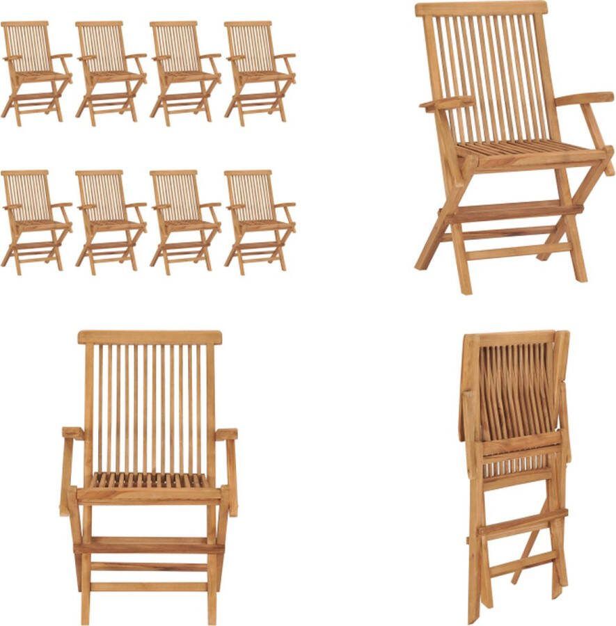 VidaXL Tuinstoelen 8 st massief teakhout Tuinstoel Tuinstoelen Tuin Stoel Tuin Stoelen