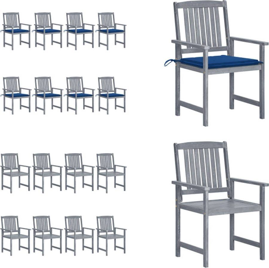 VidaXL Tuinstoelen 8 st met kussens massief acaciahout grijs Tuinstoel Tuinstoelen Buitenstoel Buitenstoelen
