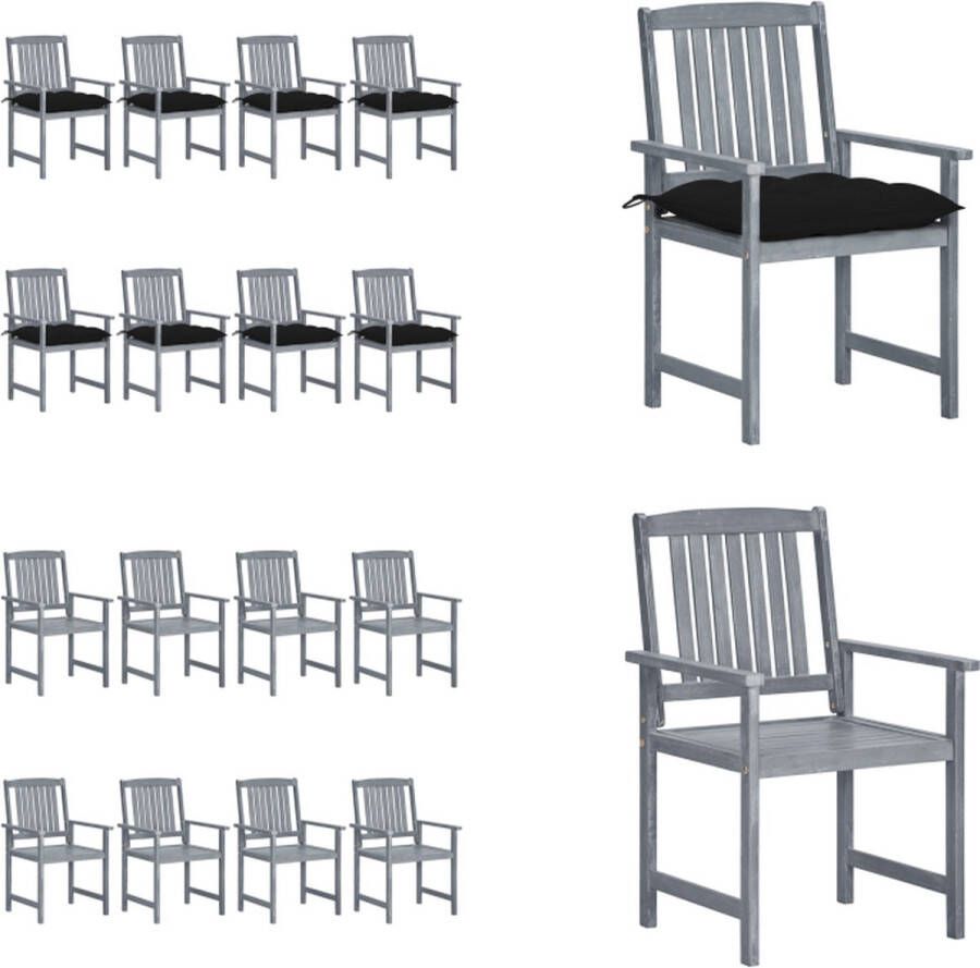 VidaXL Tuinstoelen 8 st met kussens massief acaciahout grijs Tuinstoel Tuinstoelen Buitenstoel Buitenstoelen