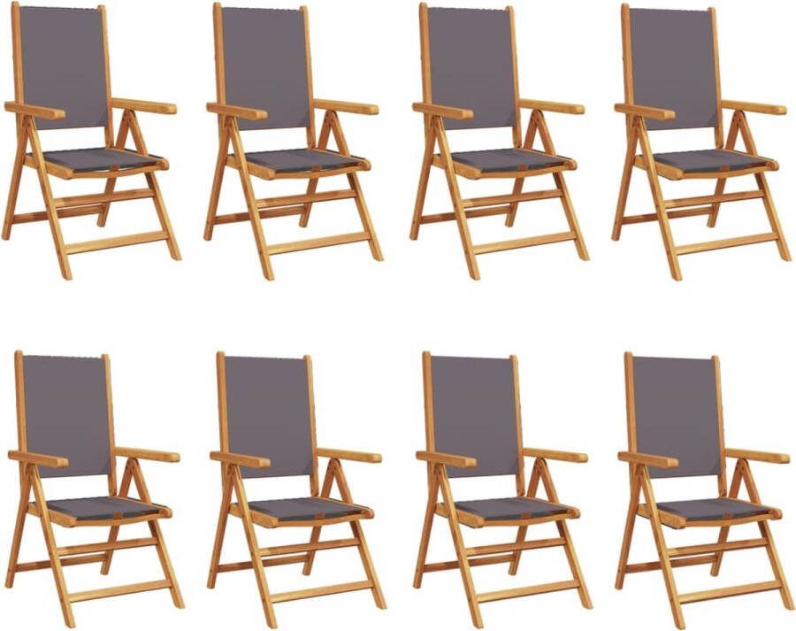 VidaXL Tuinstoelen 8 st verstelbaar hout en stof antracietkleurig