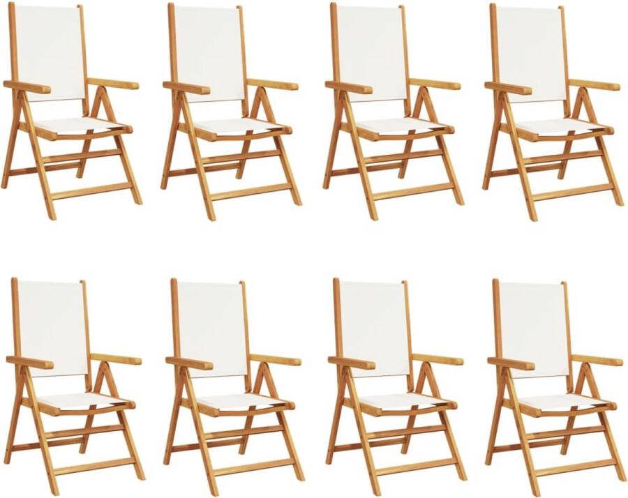 VidaXL Tuinstoelen 8 st verstelbaar massief hout en stof crèmewit